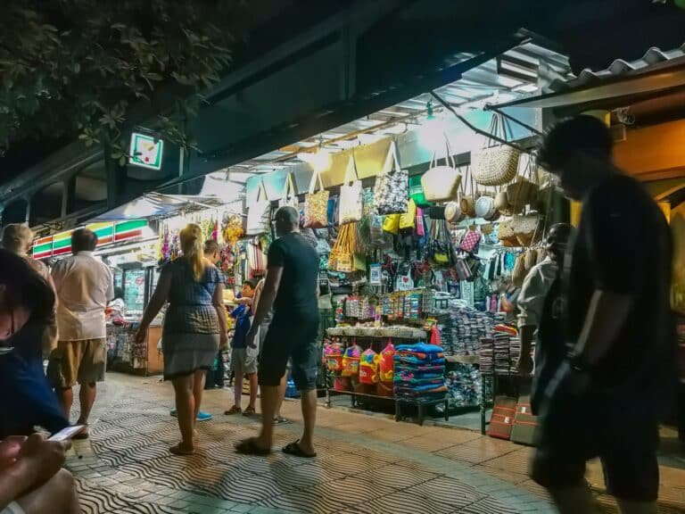phuket night markets: Tourists shopping at Phuket night market stalls
